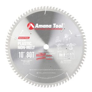 Amana Tool LB10801 Carbide Tipped Non-Melt Plastic 10 Inch Dia x 80T M-TCG, -2 Deg,