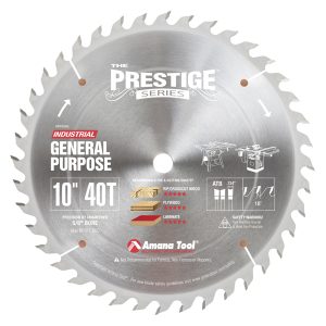 Amana Tool PR1040 Carbide Tipped Prestige 10 Inch Dia 40T ATB, 18 Deg, 5/8 Bore