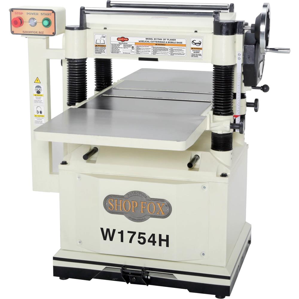Shop Fox 20″ Planer with Built in Mobile Base and Helical Cutterhead W1754H  Sulphur Grove Tool